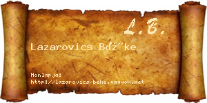 Lazarovics Béke névjegykártya